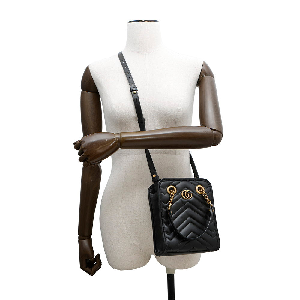 GUCCI GG Marmont Quilted Mini 2WAYHandbag Black696123 Leather - Product Image 4