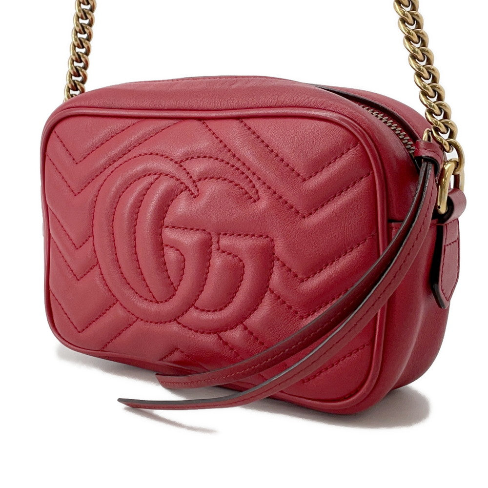 GUCCI GG Marmont Mini Shoulder Bag Red/Beige448065 Leather Size Mini - Product Image 2