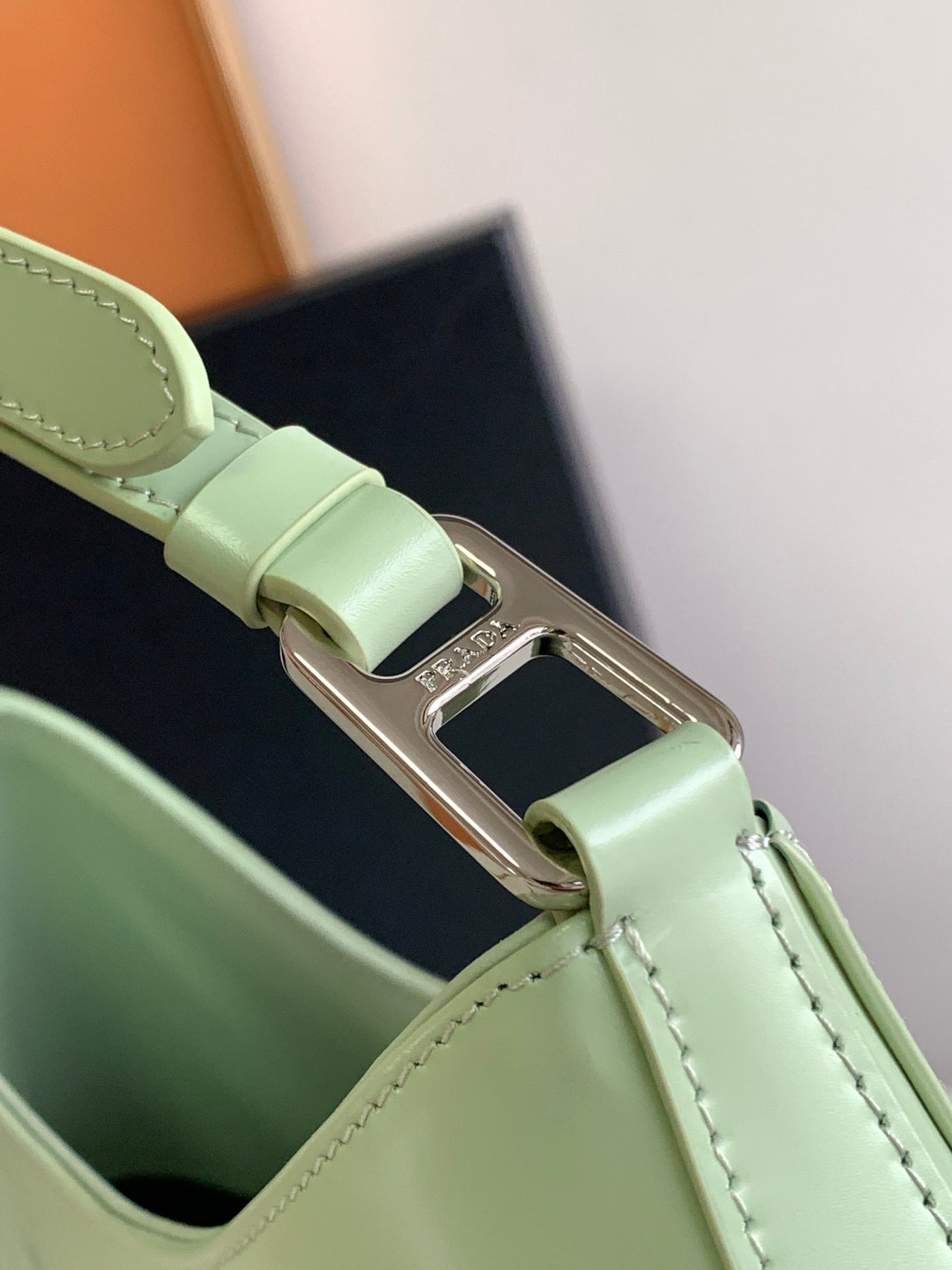 CLEO 30 LIGHT GREEN BRUSHED LEATHER SHOULDER BAG - Product Image 6