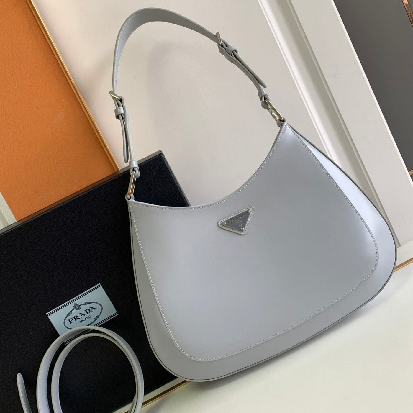 CLEO 30 GREY BRUSHED LEATHER SHOULDER BAG | Studio Nafay