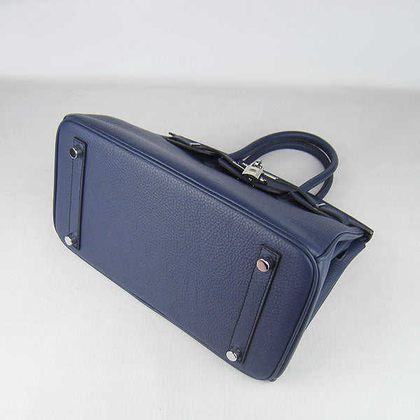 Hermes Birkin 30cm Togo Leather Handbags Dark Blue Silver | Studio Nafay