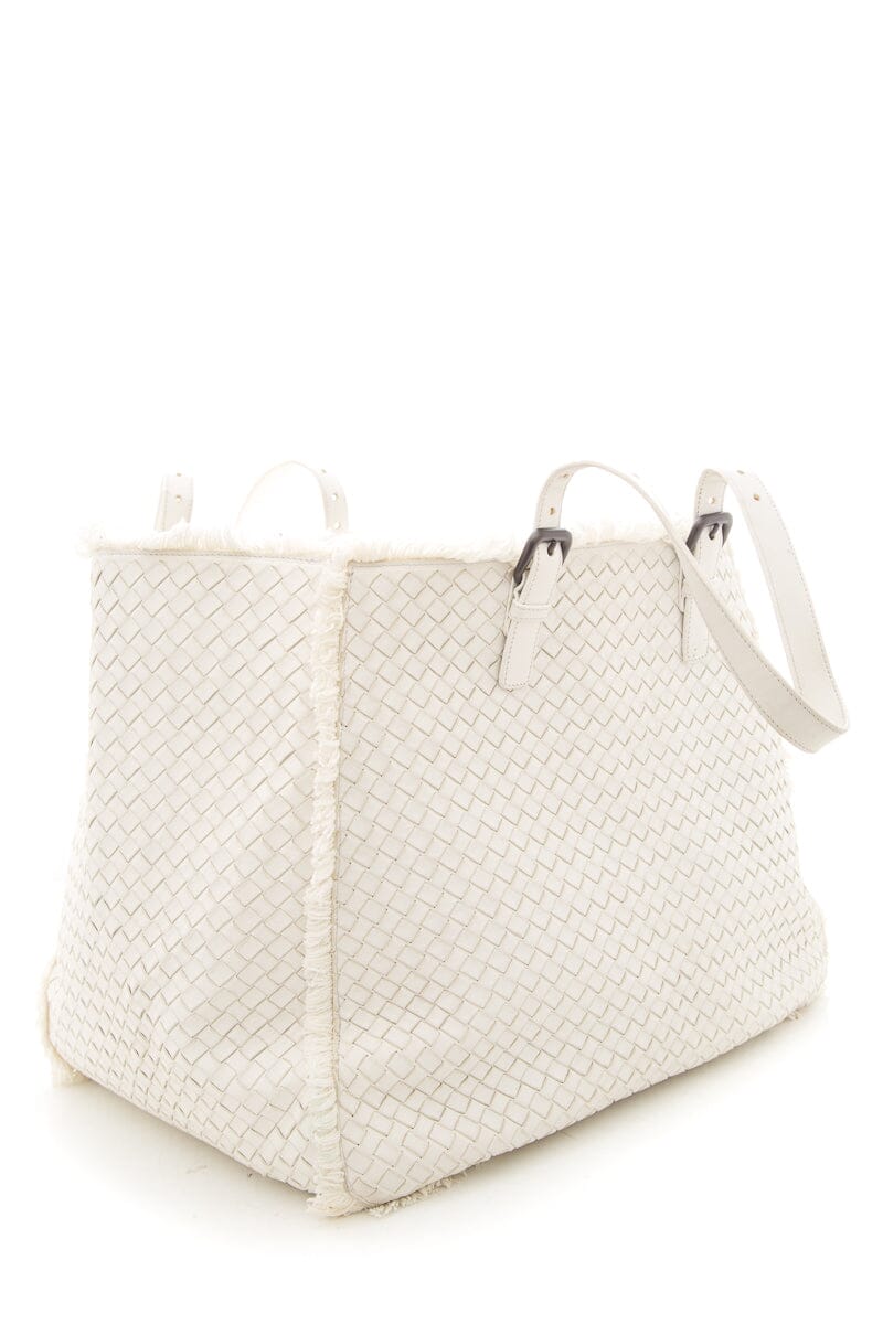 Bottega Veneta Large Fringe Off White Woven Tote - Product Image 3