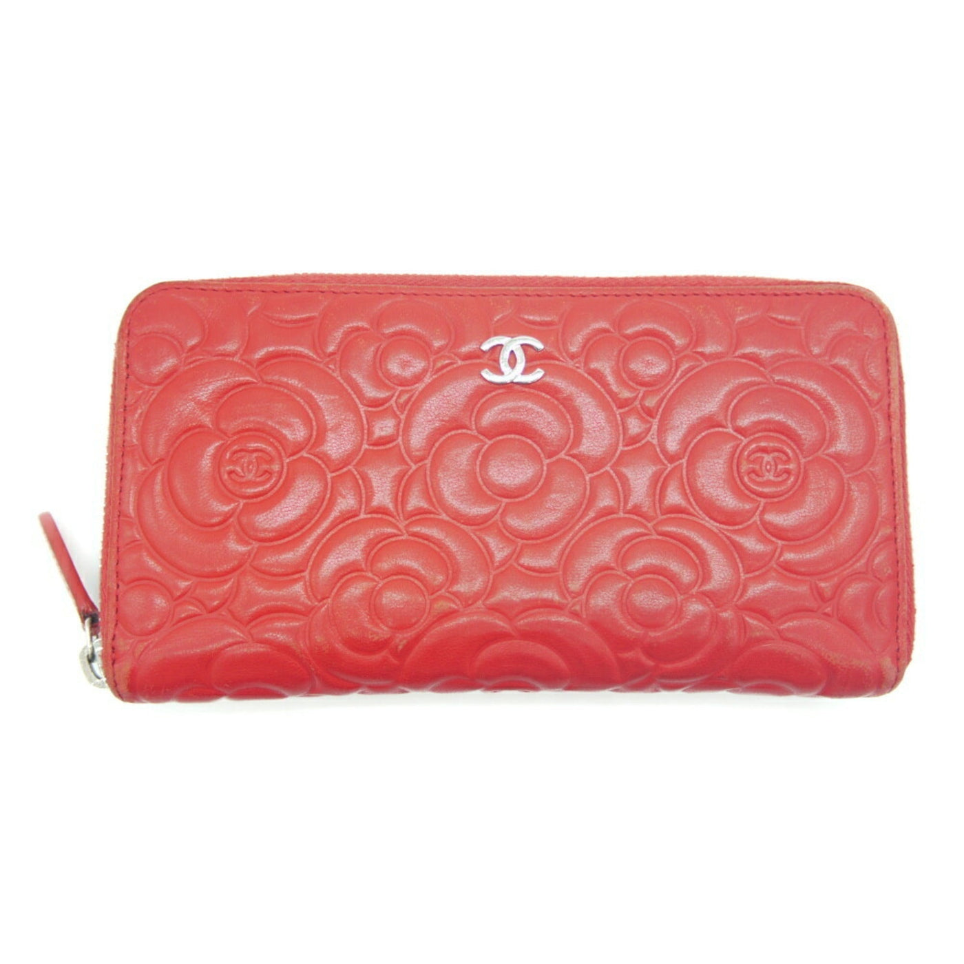 CHANEL camellia embossed round long wallet lambskin red - Product Image 2