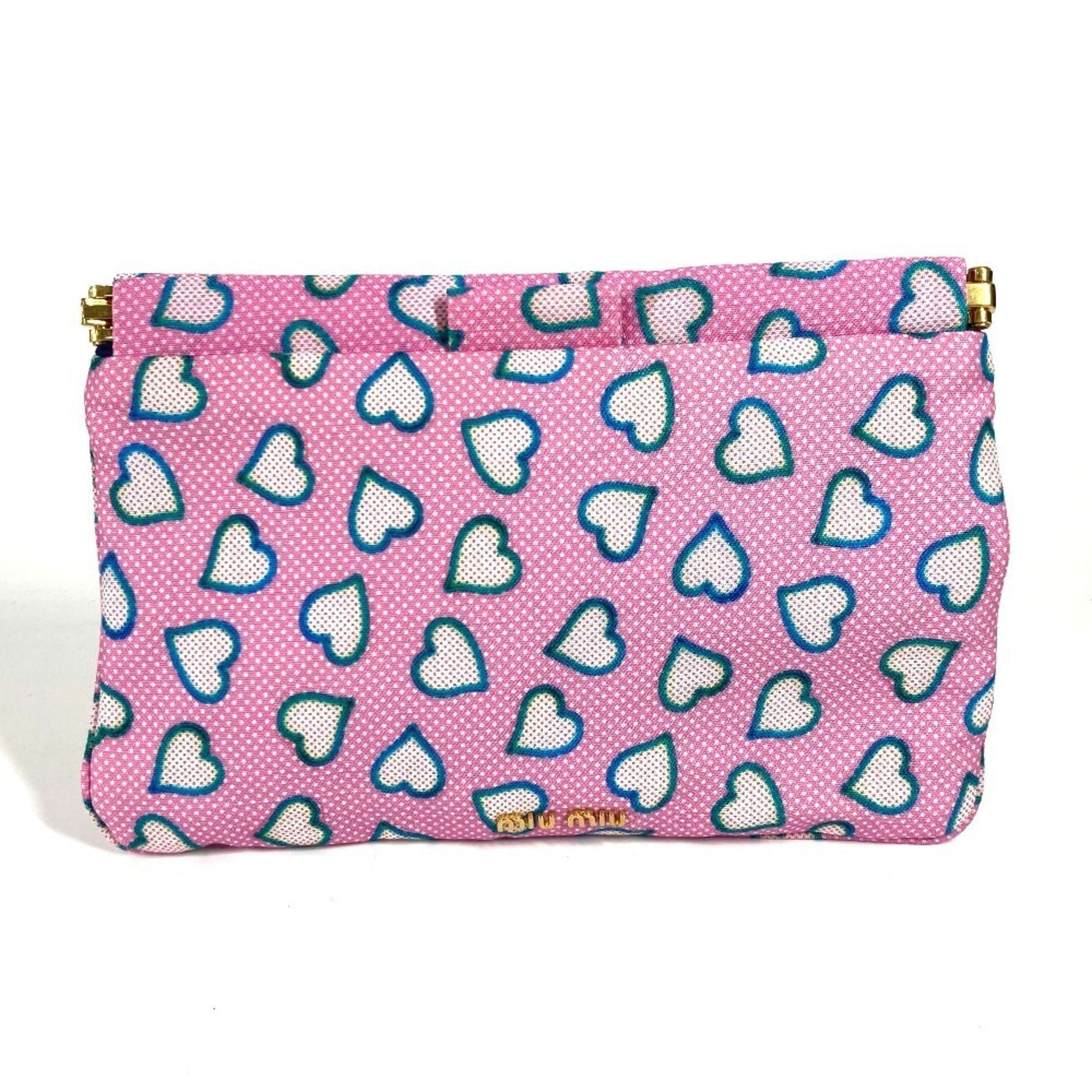 Miu Miu Blue Pink Nylon Leather Clutch Bag Pouch ( ) | Studio Nafay