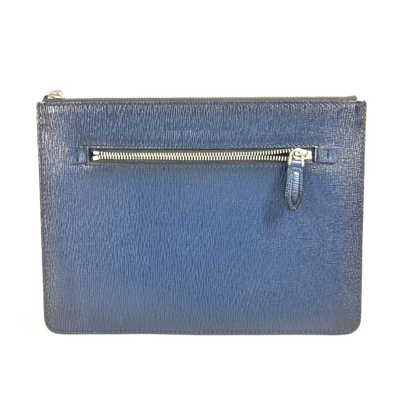 Salvatore Ferragamo Navy Leather Clutch Bag Pouch ( ) | Studio Nafay