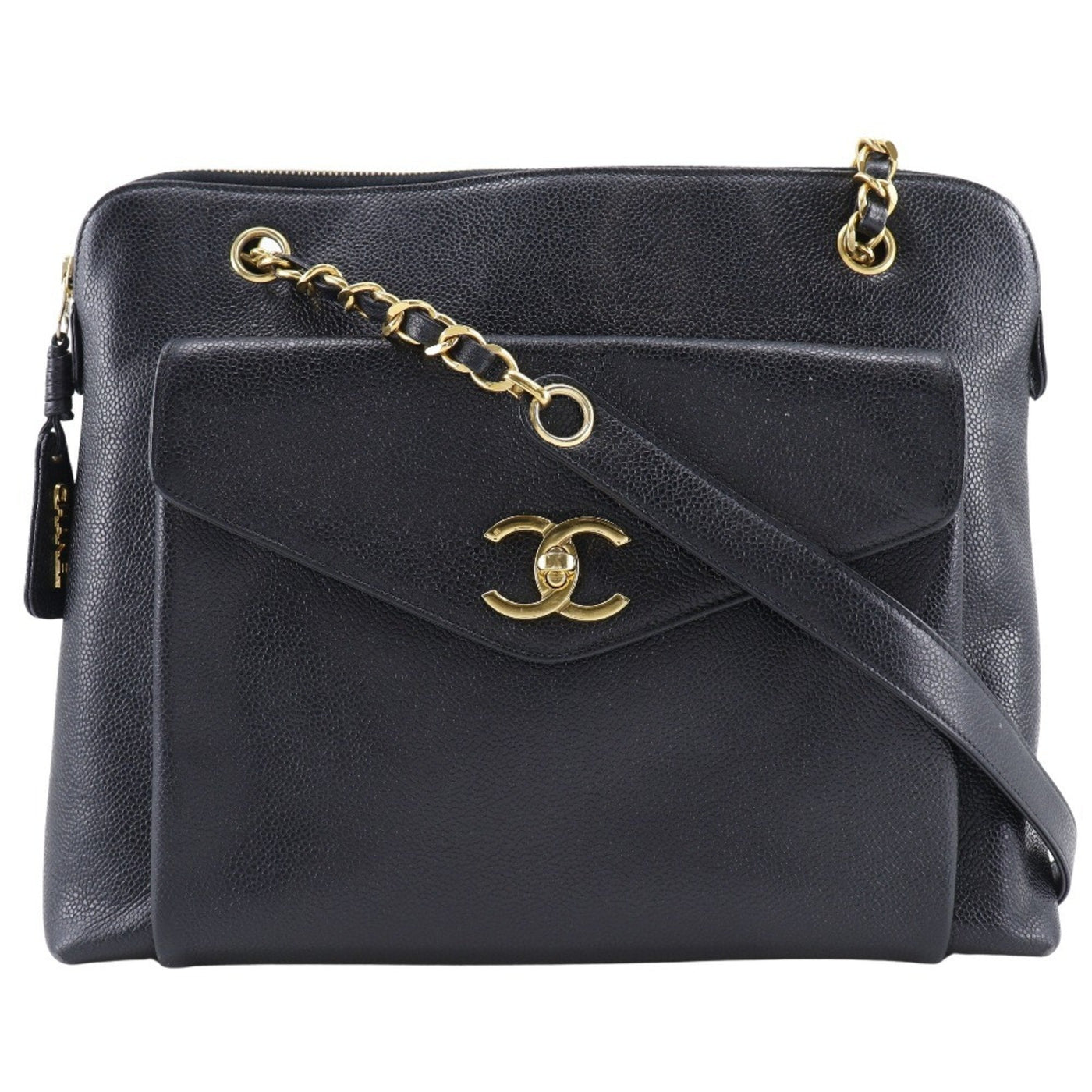 CHANEL Chain Tote Shoulder Bag Caviar Skin Black Women's | Studio Nafay