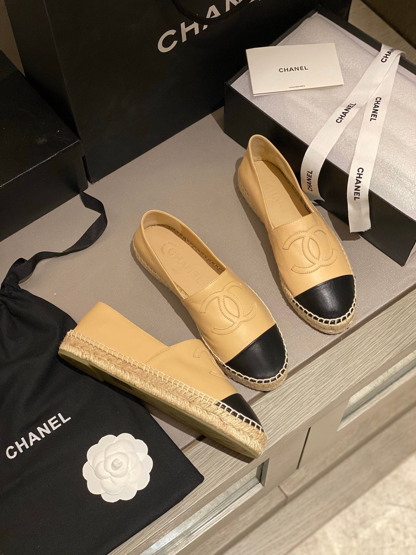 cc espadrilles beige black calfskin - Product Image 6