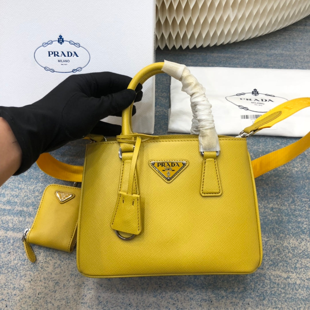 PRA MINI 23 BAG IN SUNNY YELLOW SAFFIANO LEATHER | Studio Nafay