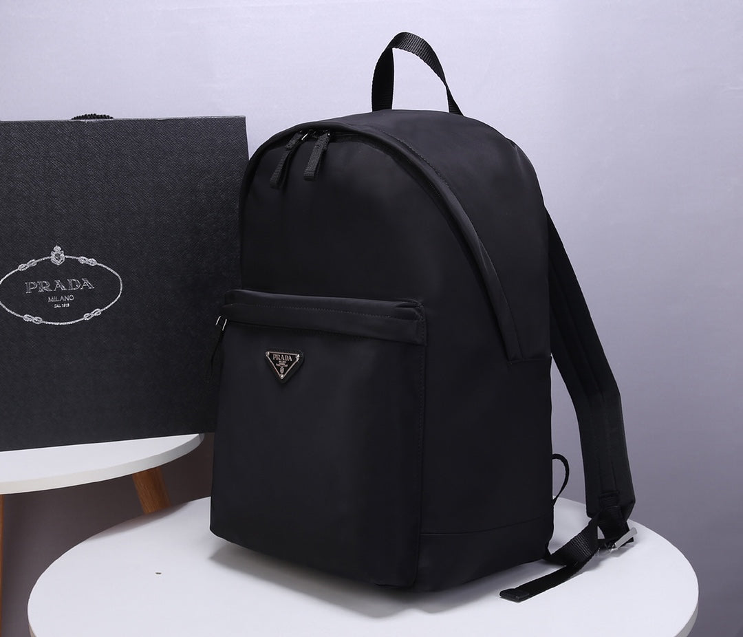 PRA BACKPACK 39 IN BLACK RE-NYLON AND SAFFIANO LEATHER - Product Image 2