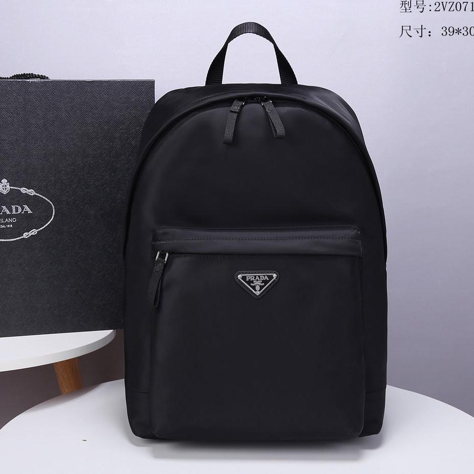 PRA BACKPACK 39 IN BLACK RE-NYLON AND SAFFIANO LEATHER | Studio Nafay