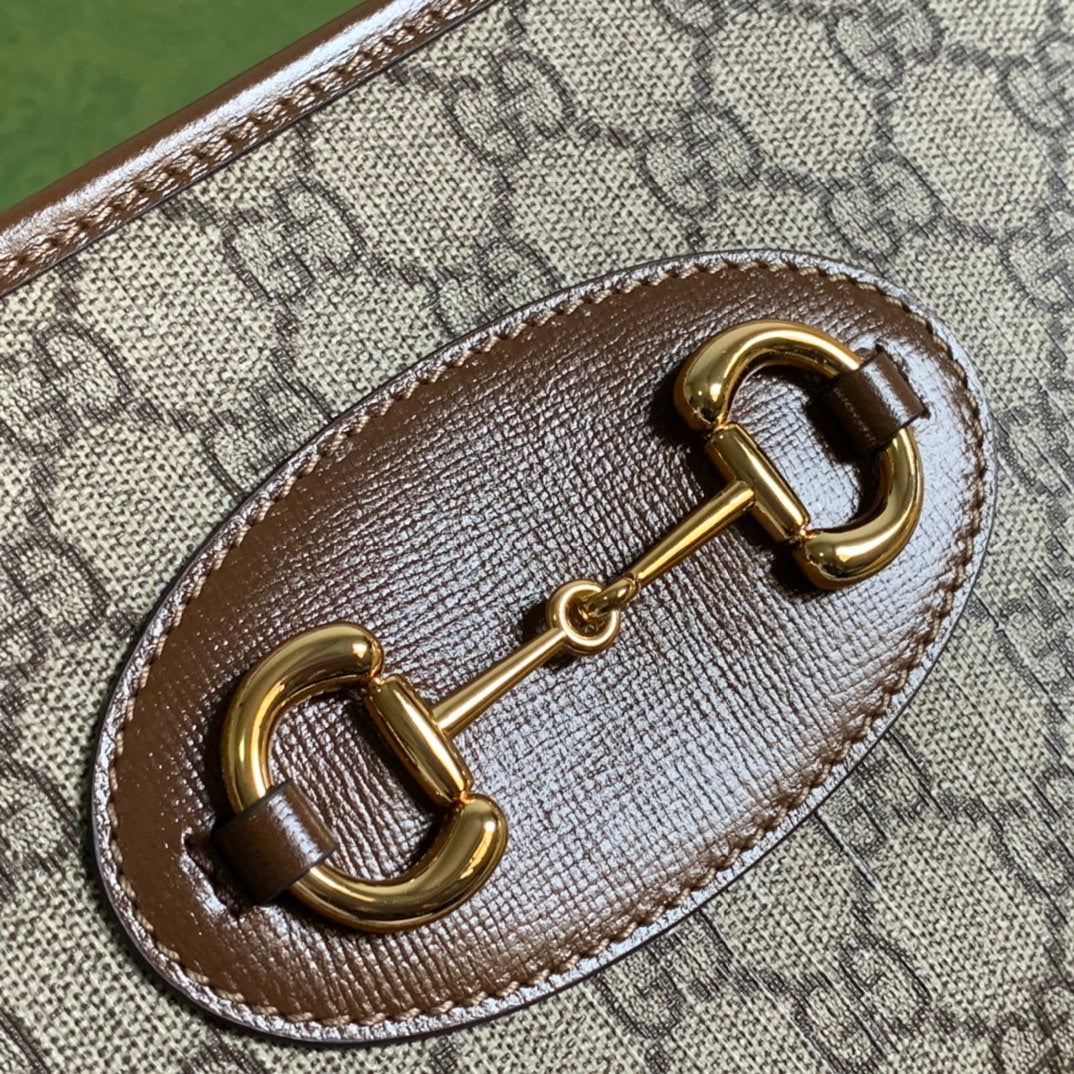 GG HORSEBIT MINI 23 BAG IN BEIGE CANVAS AND BROWN CALFSKIN | Studio Nafay