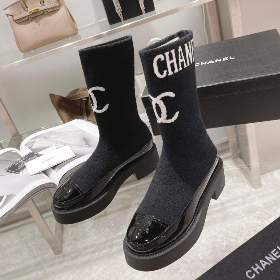CC Short Boots 45mm Black Stretch Wool And Cowhide | Studio Nafay