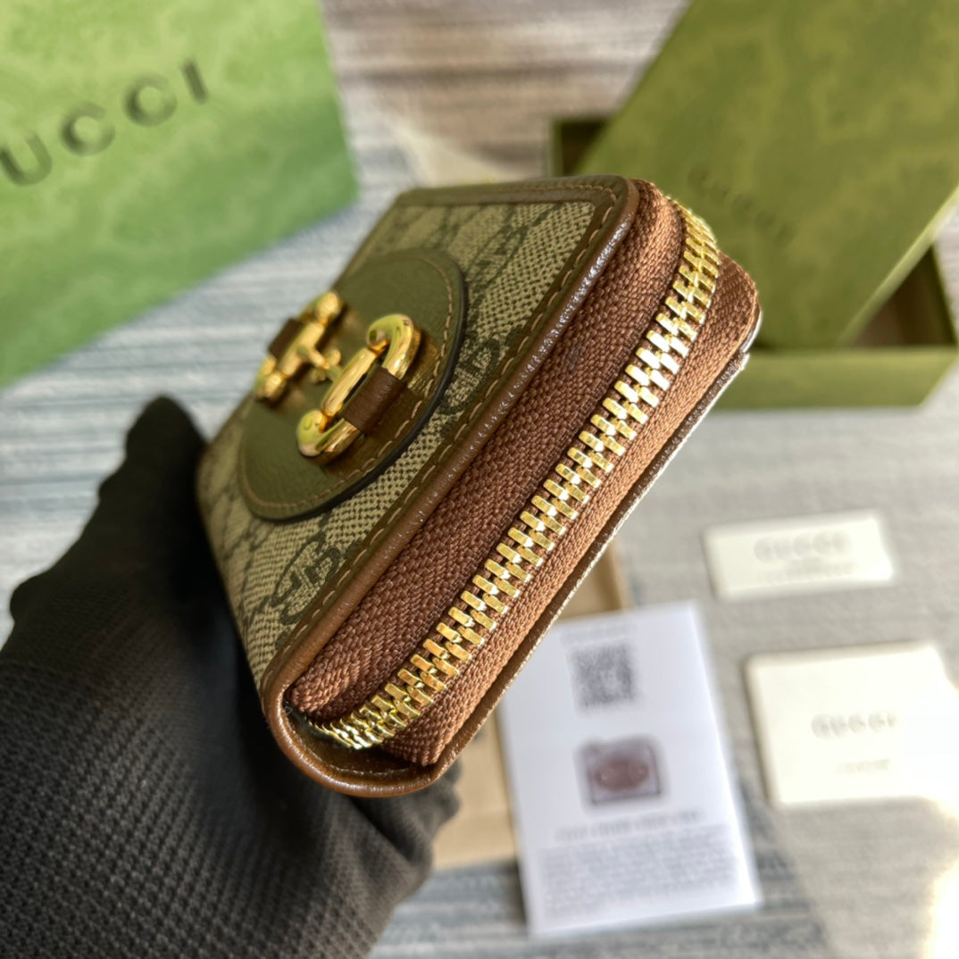 GG HORSEBIT MINI 11 WALLET BEIGE AND EBONY CANVAS | Studio Nafay