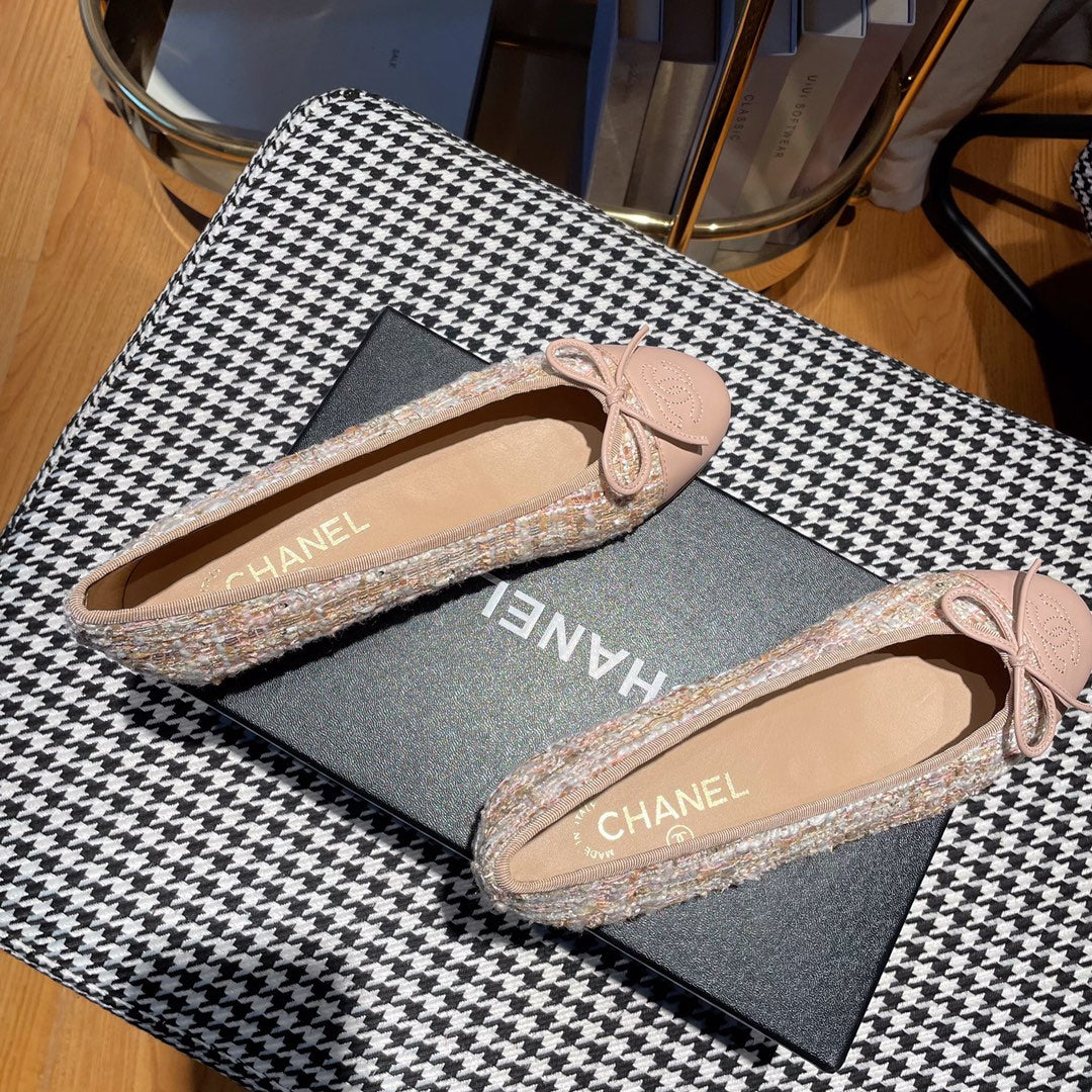 ballet flat pink white tweed pink calfskin - Product Image 2