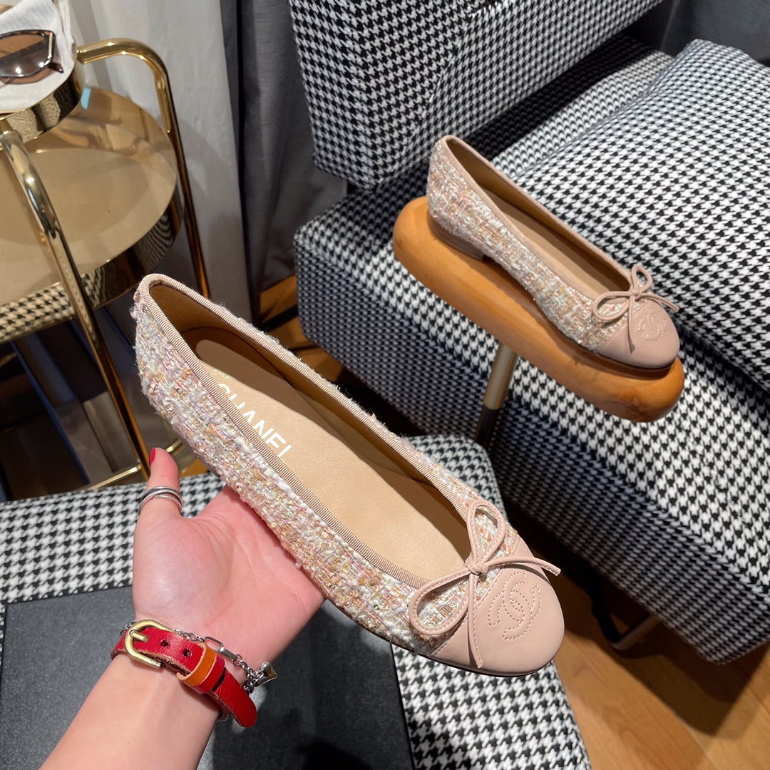 ballet flat pink white tweed pink calfskin - Product Image 3