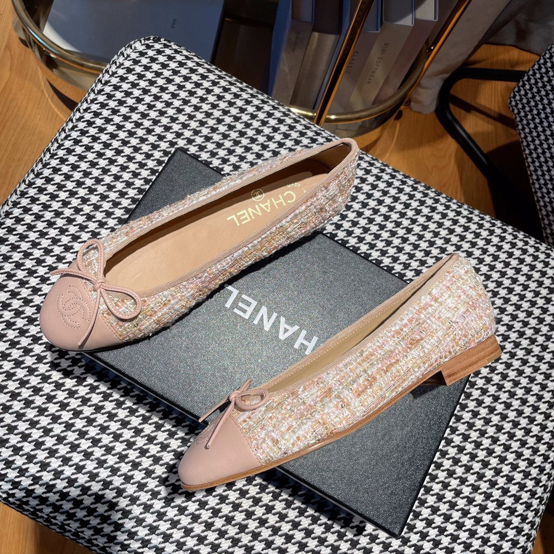 ballet flat pink white tweed pink calfskin - Product Image 5