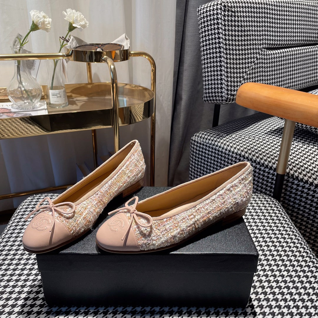 ballet flat pink white tweed pink calfskin - Product Image 9