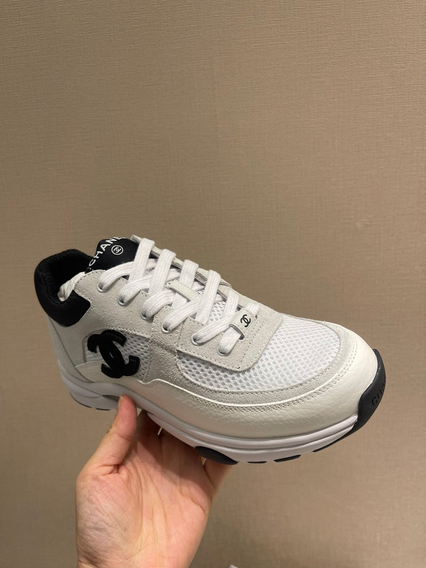 CC Sneaker White Calfskin Grey Suede - Product Image 5