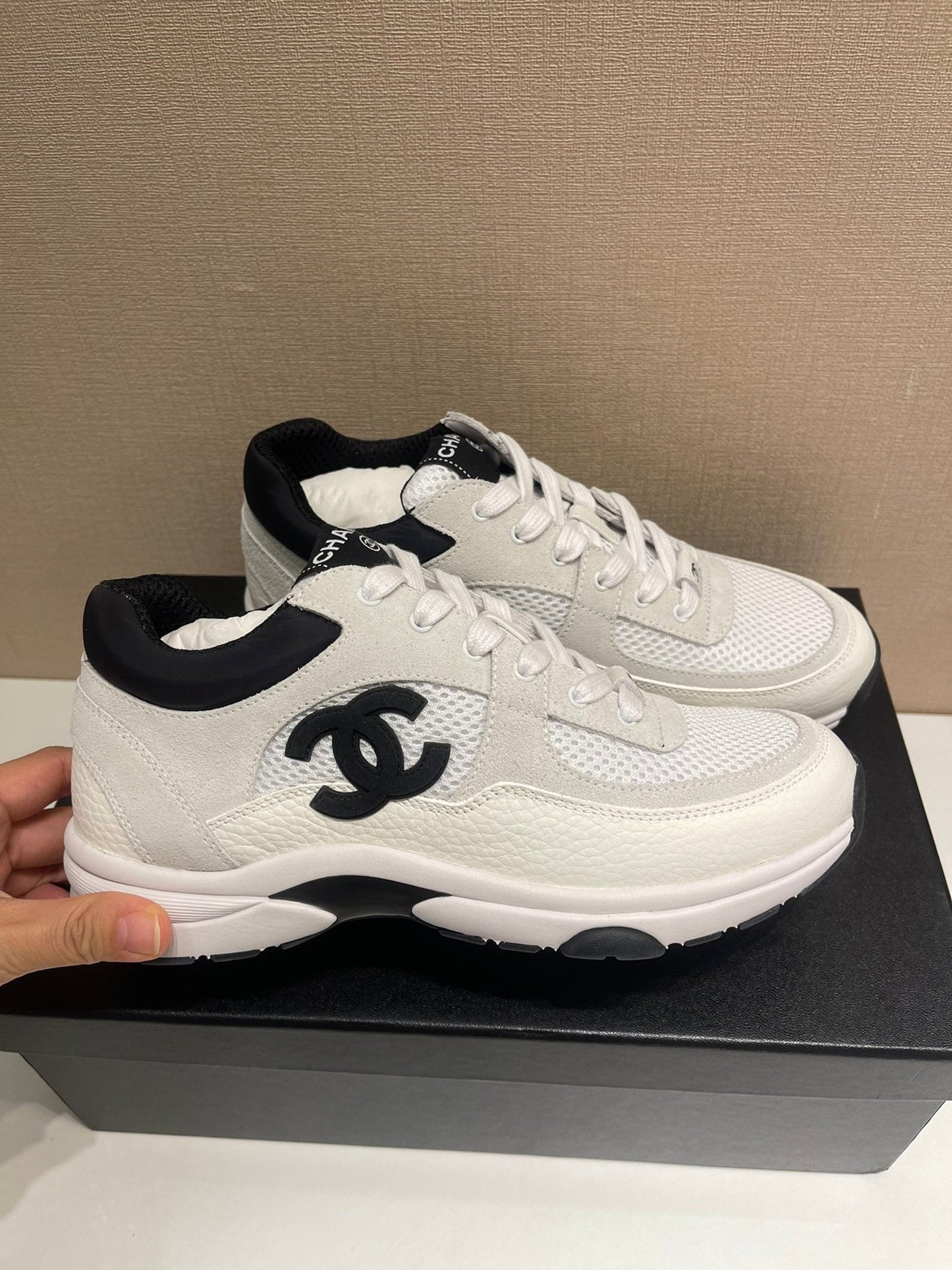 CC Sneaker White Calfskin Grey Suede - Product Image 6