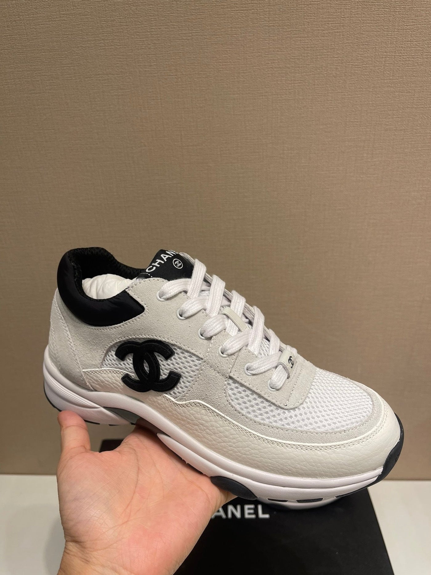 CC Sneaker White Calfskin Grey Suede - Product Image 9