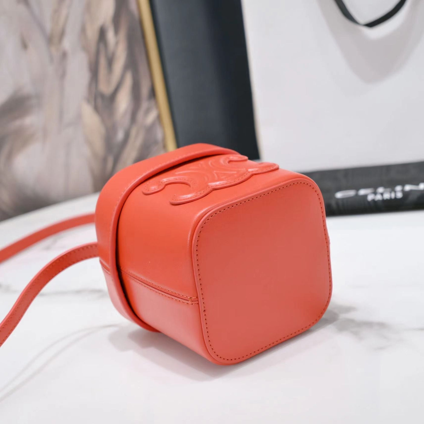 SQUARE BOX CROSSBODY BAG 11 FIRE ORANGE CALFSKIN - Product Image 4