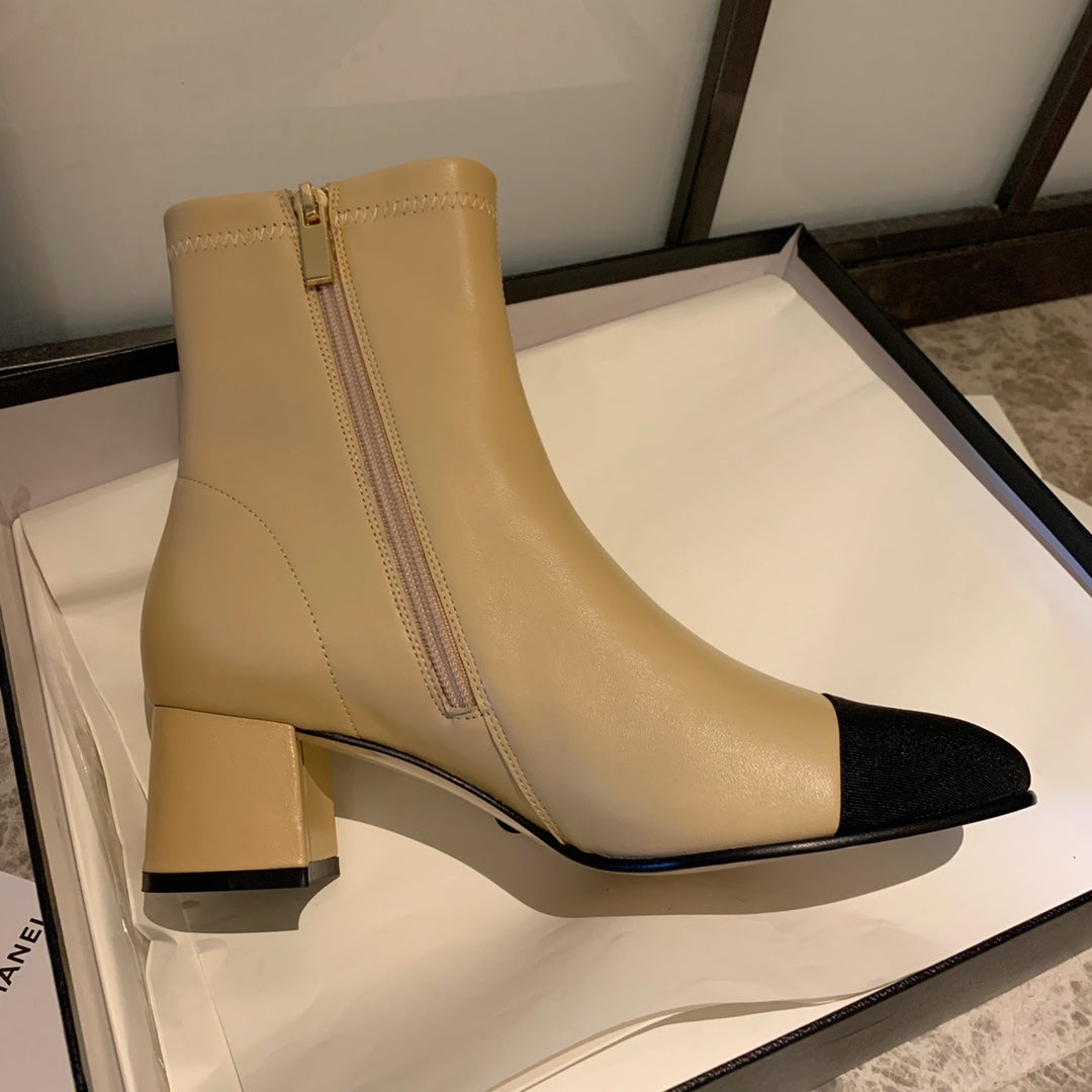 CC Ankle Boots 50mm Beige Lambskin And Lycra Fabric 940058 - Product Image 3