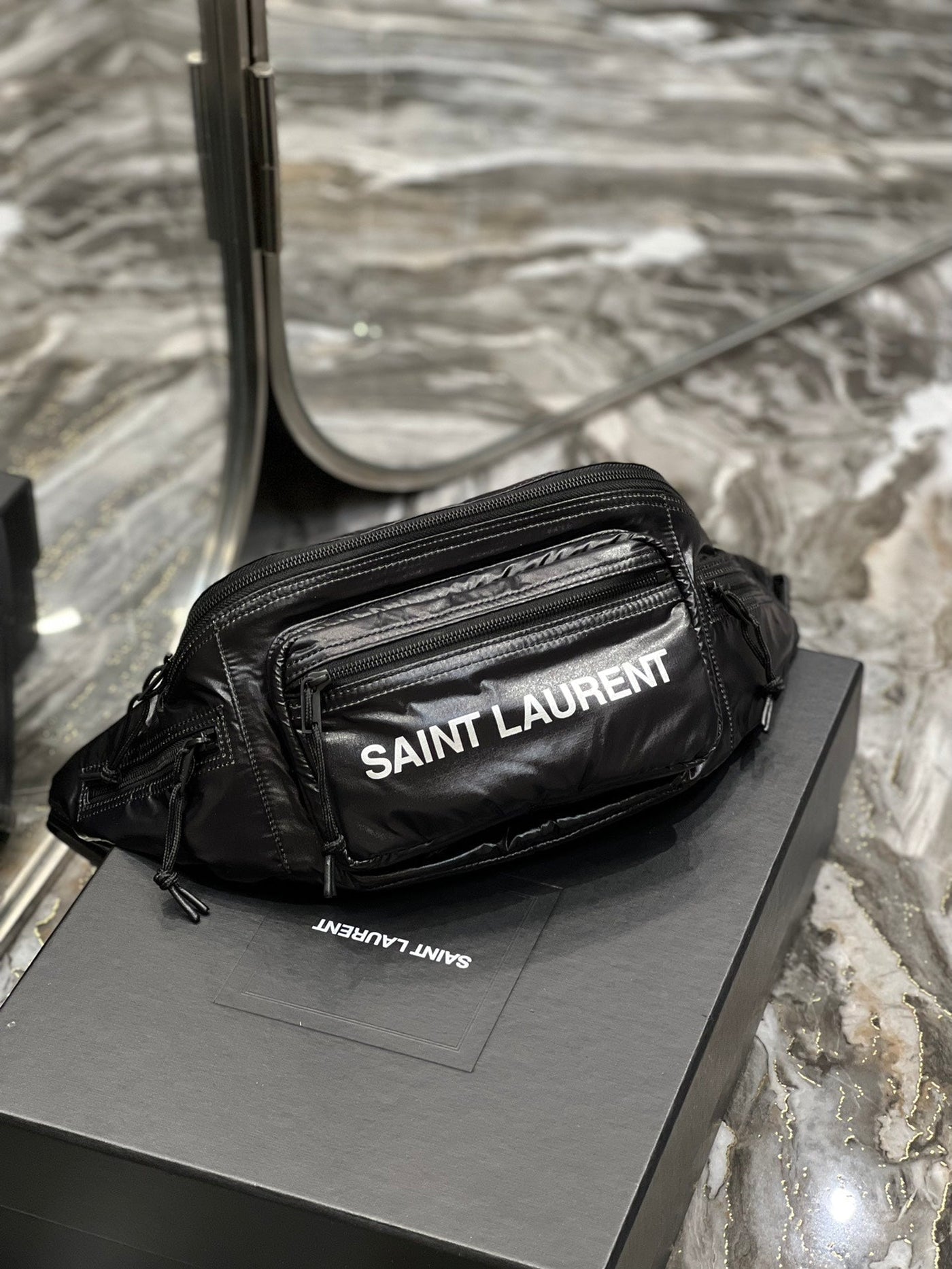 CROSSBODY BAG 24 IN BLACK POLISHED NYLON - Product Image 4