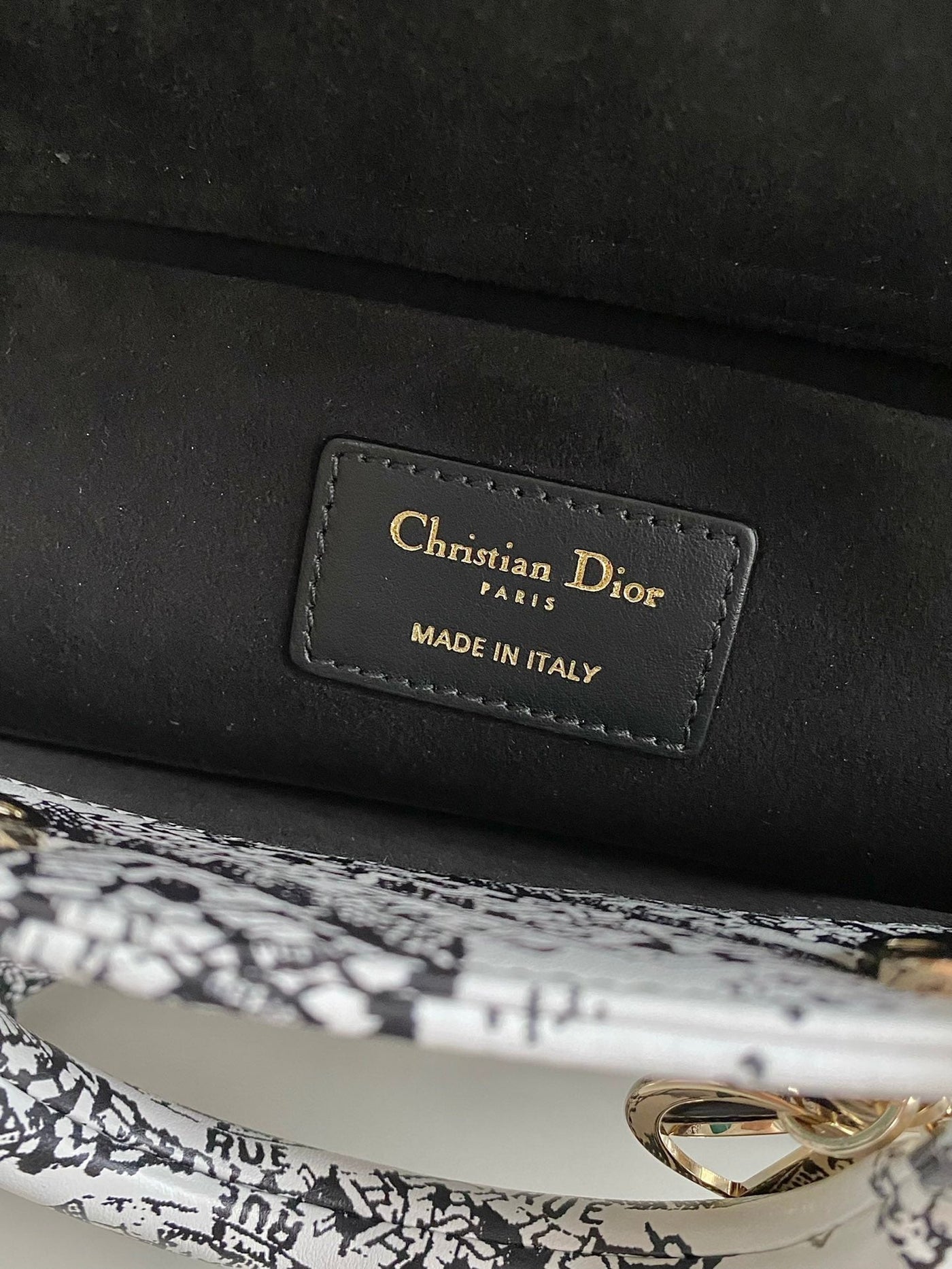 MEDIUM D-JOY 26 BAG IN BLACK WHITE CALFSKIN - Product Image 8