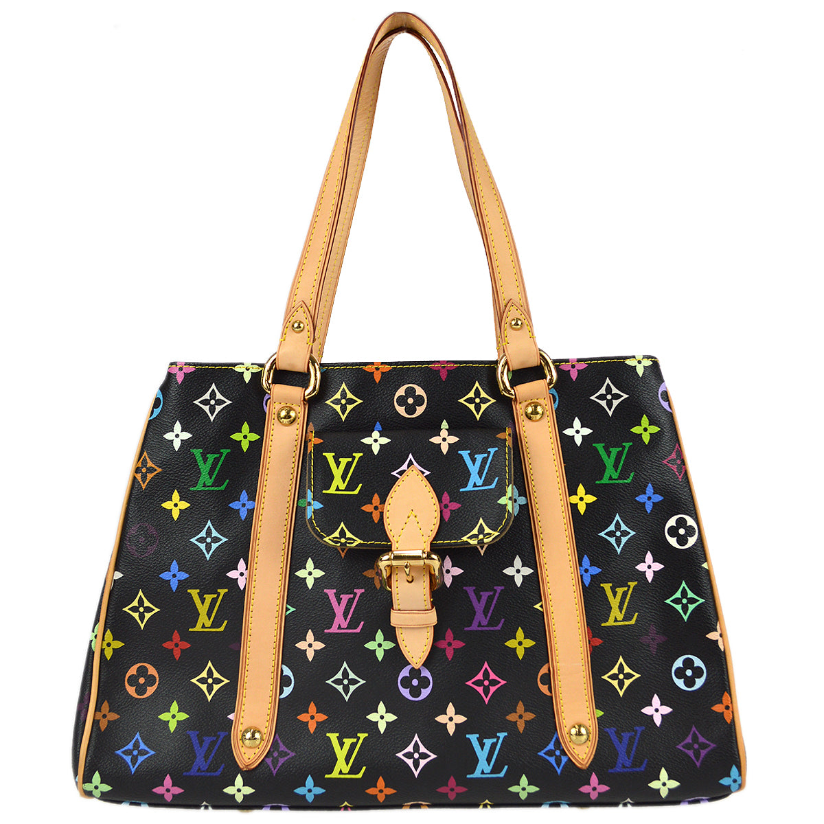 Louis Vuitton Black Monogram Multicolor Aurelia MM in Black