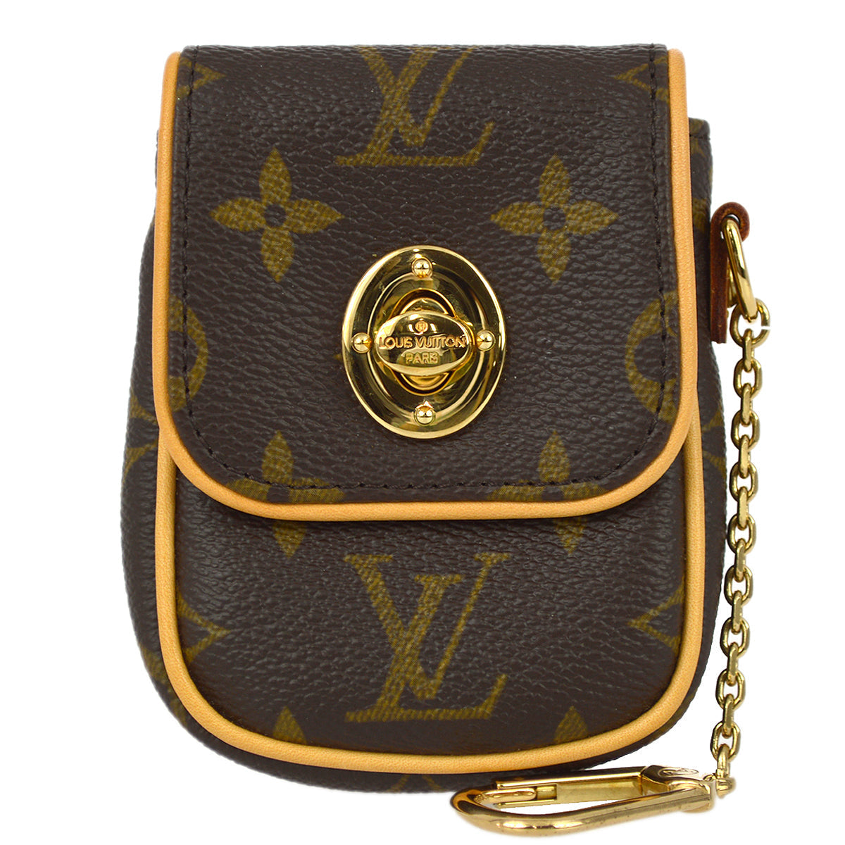 Louis Vuitton Monogram Pochette Turam Pouch Bag Key Holder Small Good in Brown