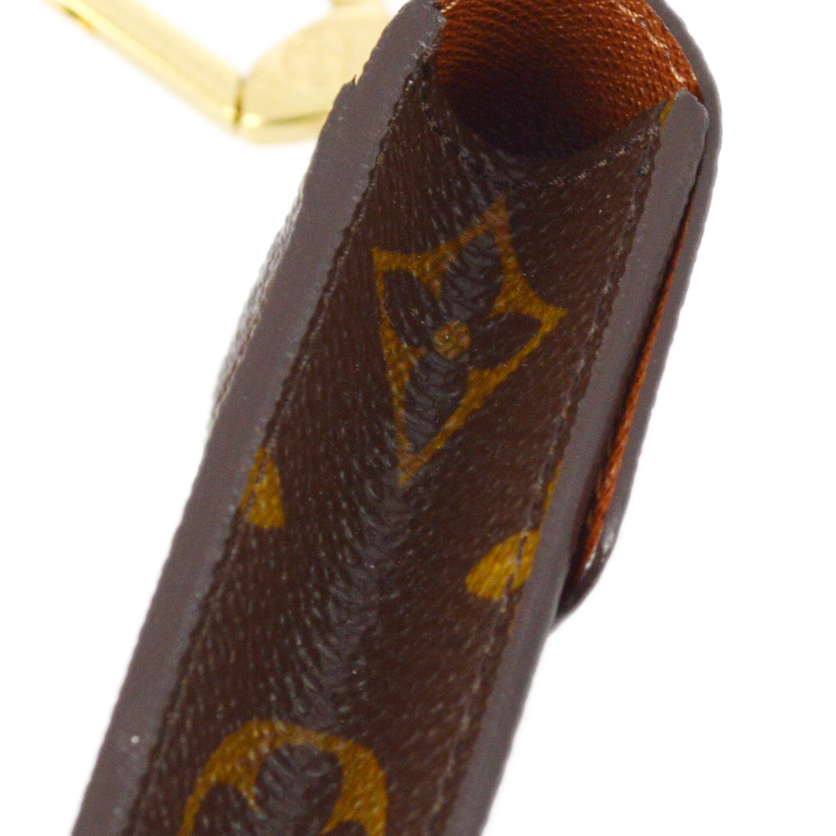 Louis Vuitton Monogram Porte Cles Badge Pouch Bag Small Good in Brown