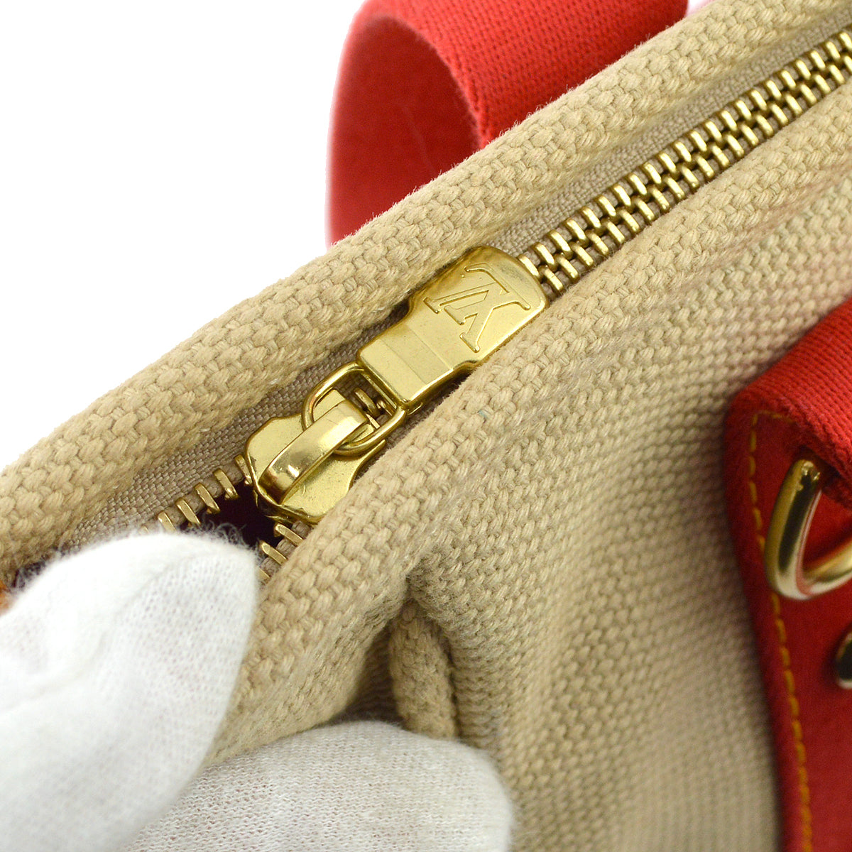 Louis Vuitton Beige Red Antigua Cabas MM Tote Bag