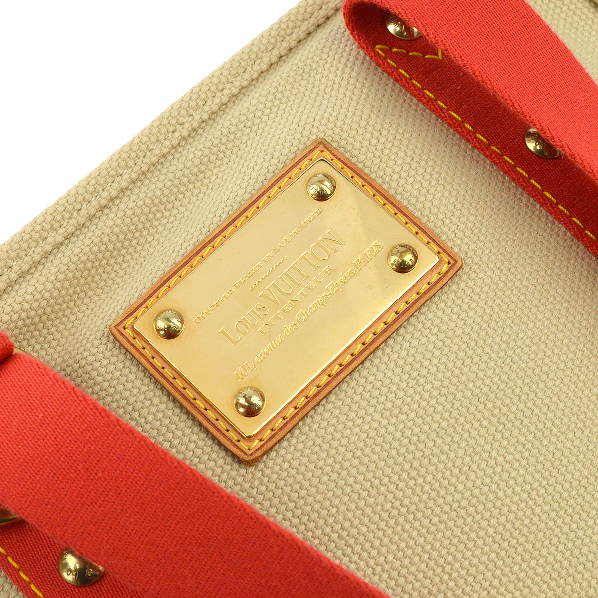 Louis Vuitton Beige Red Antigua Cabas MM Tote Bag