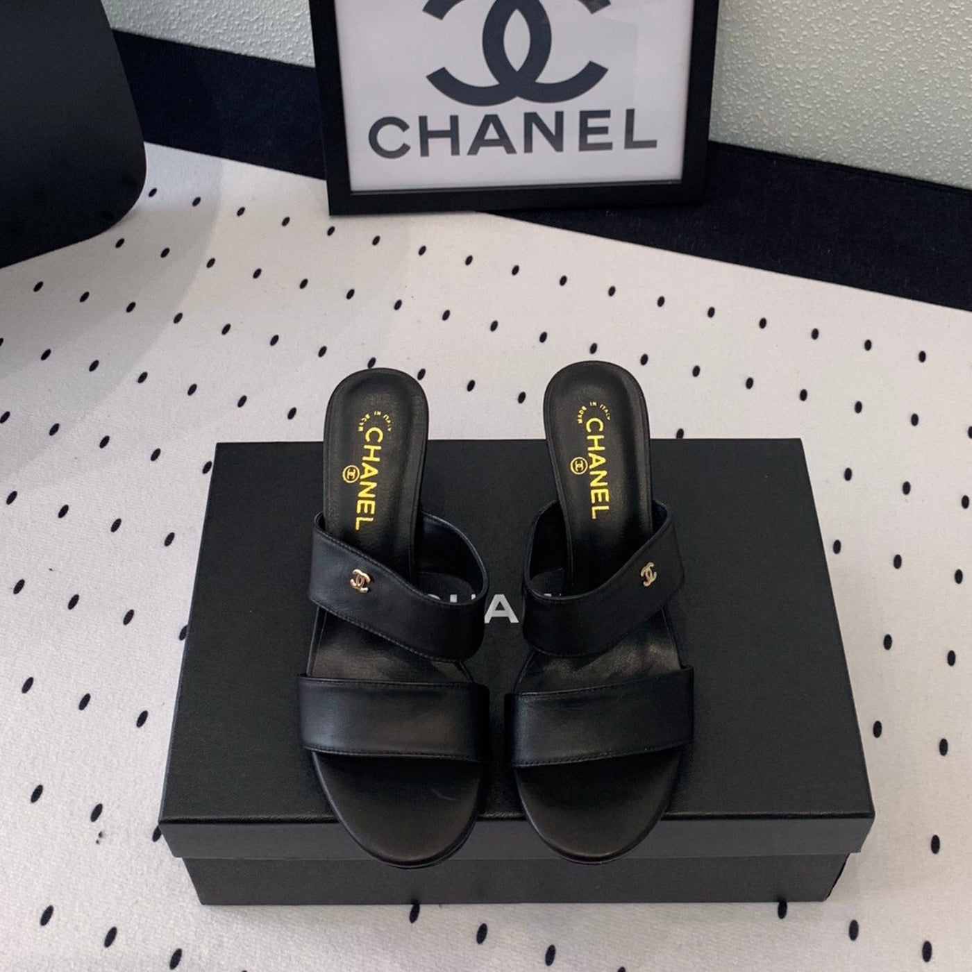 mule sandal 70 black lambskin | Studio Nafay