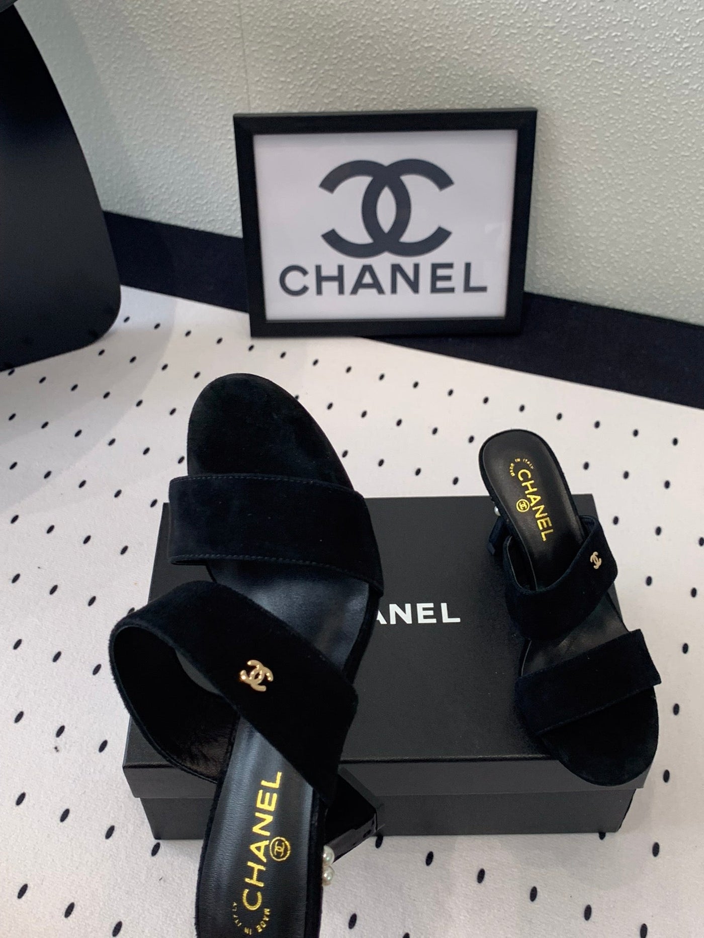 mule sandal 70 black velvet lambskin - Product Image 4