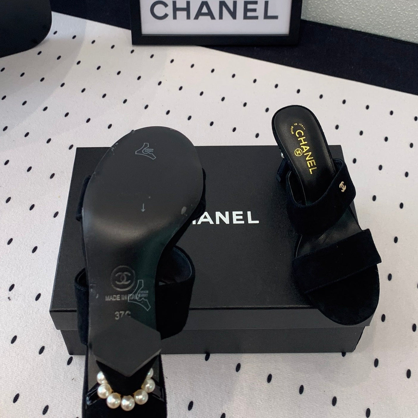 mule sandal 70 black velvet lambskin - Product Image 9