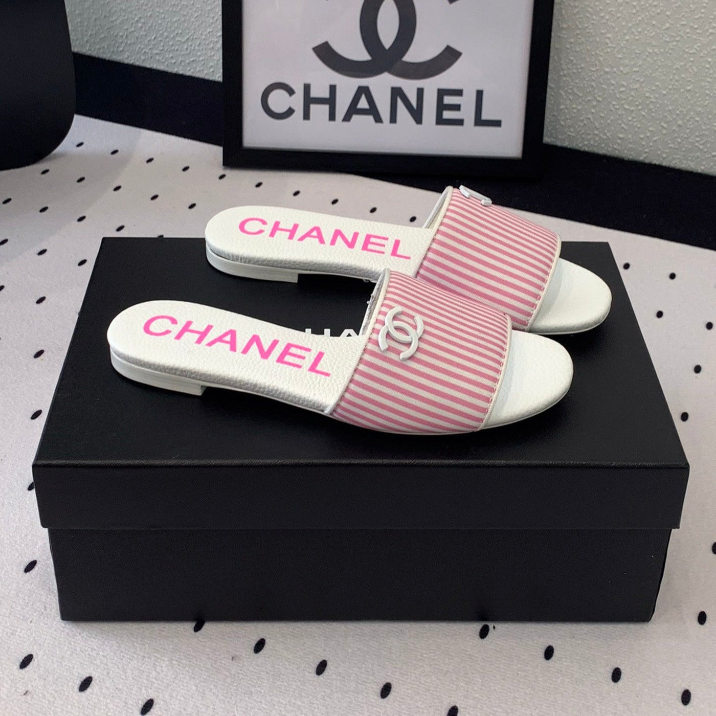 mule sandal striped pink white | Studio Nafay