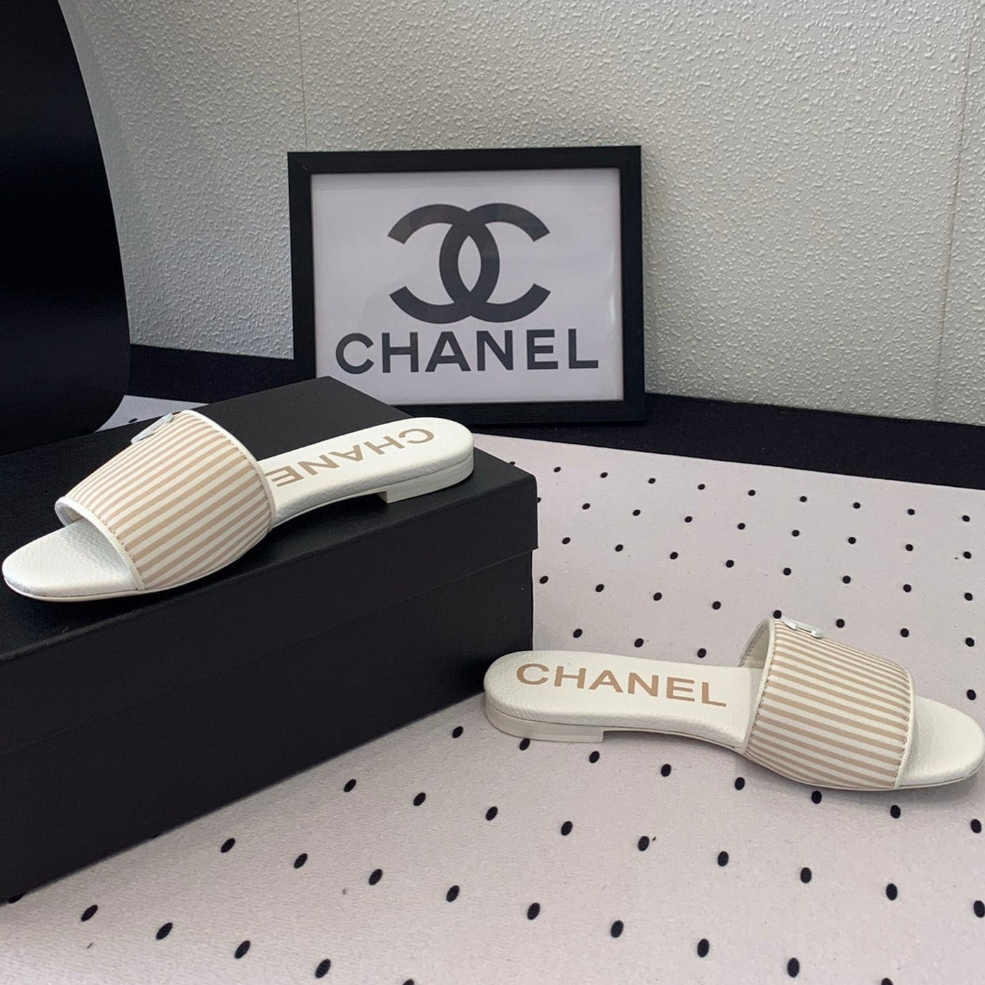 mule sandal striped beige white - Product Image 6