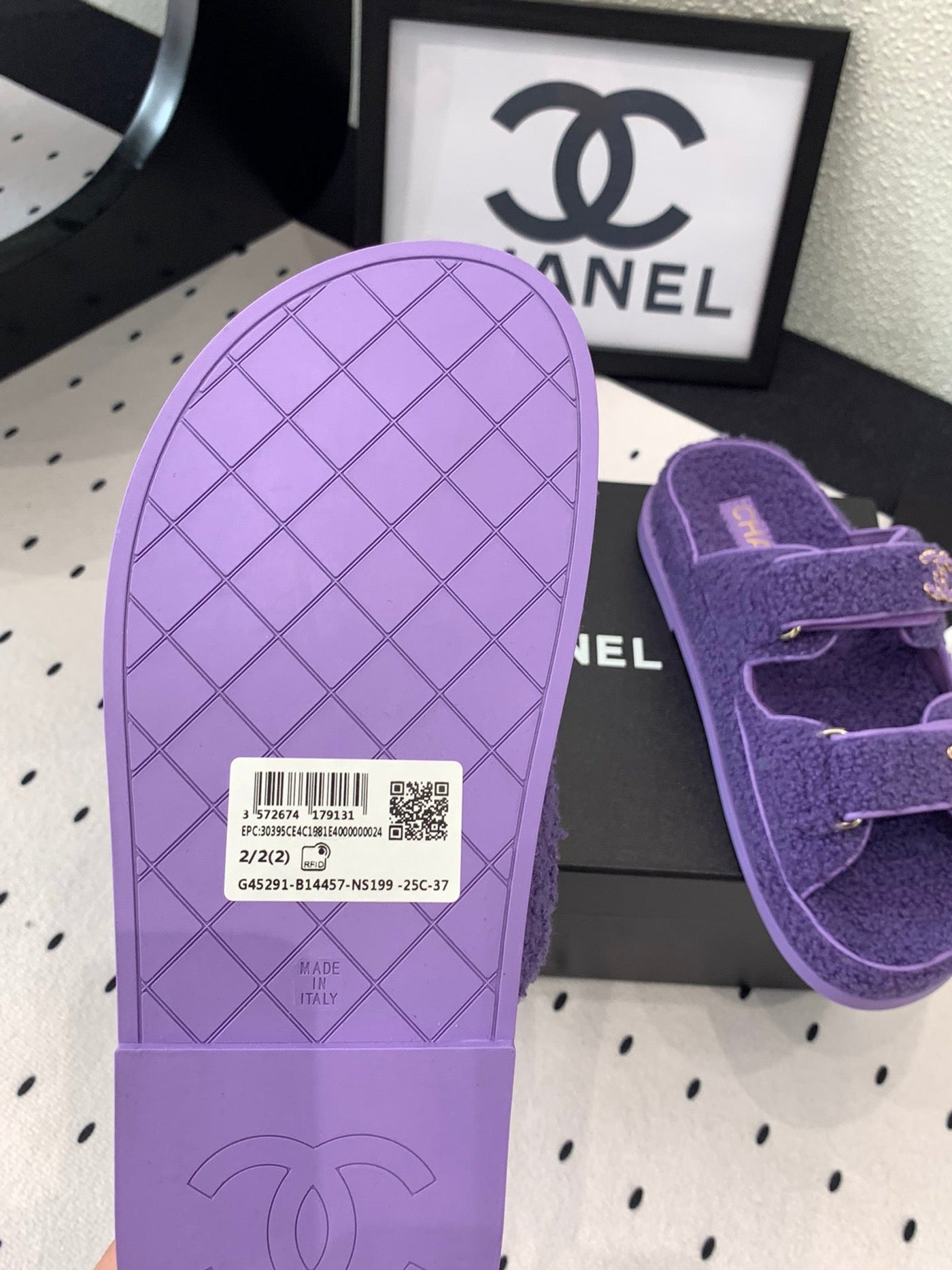 CC DAD SANDAL MULE IN PLUM PURPLE LAMB FUR - Product Image 9
