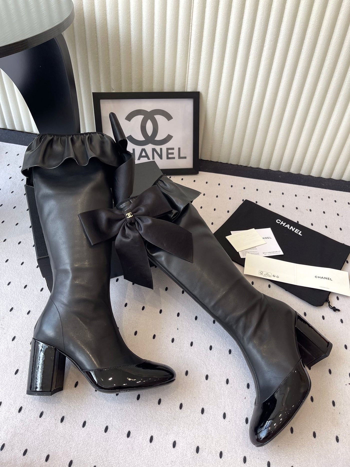 CC 25 Bow Elastic Boot Black Lambskin 514029 - Product Image 4