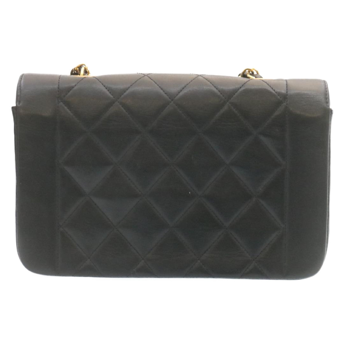 CHANEL Chain Turn Lock Diana Matelasse Shoulder Bag Lamb Skin Black Auth 28643A | Studio Nafay