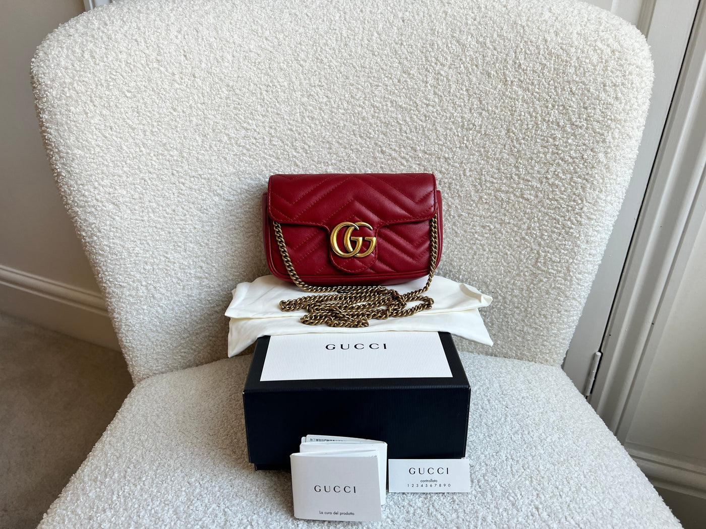 Gucci GG Hibiscus Red Marmont Super Mini Shoulder Bag (RRP £1080) | Studio Nafay