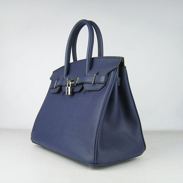 Hermes Birkin 30cm Togo Leather Handbags Dark Blue Silver - Product Image 2
