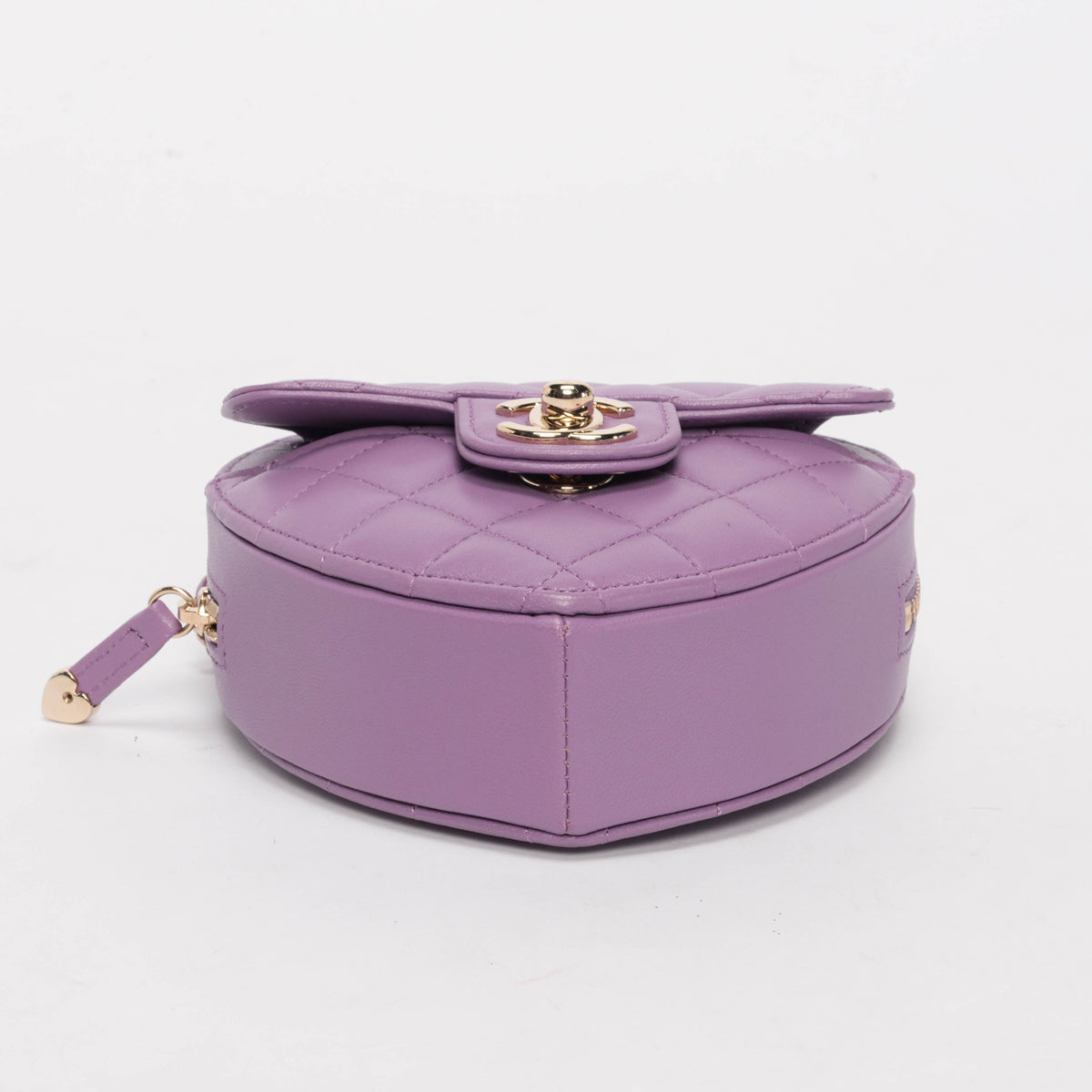 chl Purple Quilted Lambskin Small Heart Clutch With Chain - Product Image 4