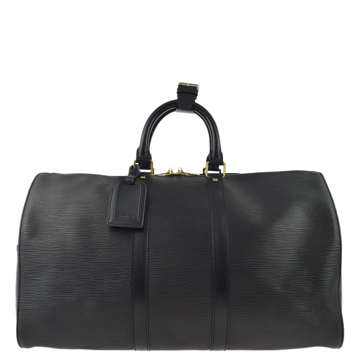 Louis Vuitton Black Epi Keepall 45 Travel Duffle Handbag