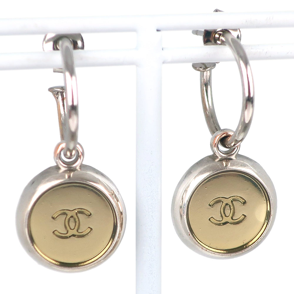CHANEL CHANEL COCOMARK Stud Earrings Hoop Metal Silver 99A 5.0g COCO Mark | Studio Nafay