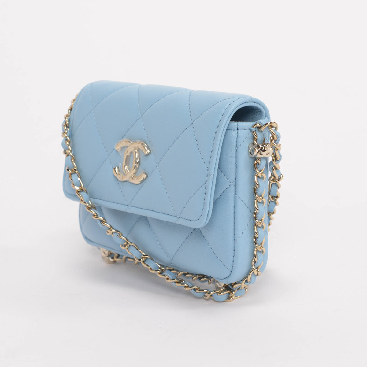 chl Light Blue Calfskin Clutch With Chain Wallet - Product Image 2
