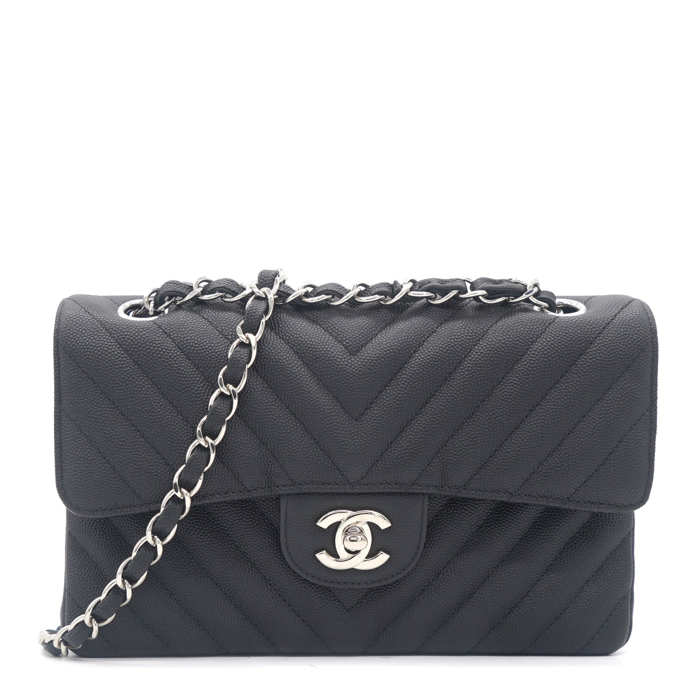 Chanel Caviar Chevron Quilted Small Double Flap Black | Studio Nafay