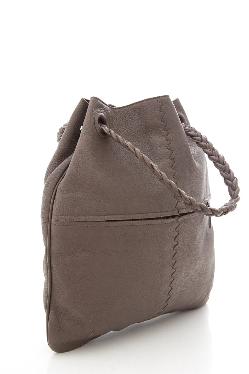 Bottega Veneta Grey Leather Tote Handbag - Product Image 3