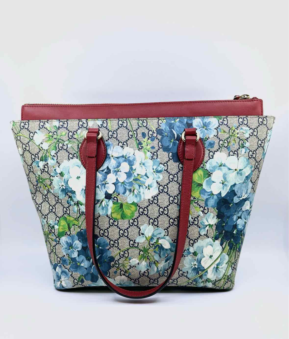 GUCCI Beige, Blue Coated canvas Floral Tote | Studio Nafay